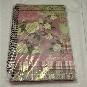Elegant Floral Spiral Journal - Pink and Green
